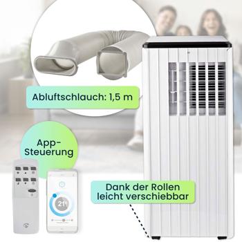 Preview: Mobile 3 in 1 Klimaanlage (Kühlen, Belüften, Entfeuchten), App-Steuerung, 9.000 BTU, Timer, LCD Display, weiss