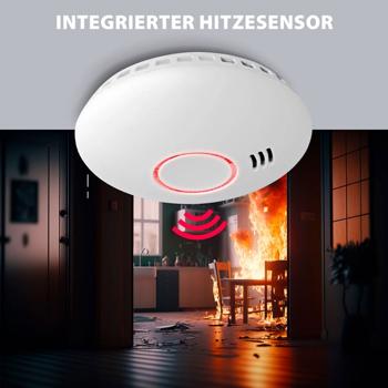 Preview: 3er-Set Vernetzbarer Funkrauchmelder mit Hitzesensor, 85dB