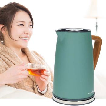 Preview: Bouilloire électrique design - 1.7L, 2200W, vert menthe - Acier inoxydable Soft-Touch, pivotante 360°, filtre anticalcaire, protection surchauffe, sans fil