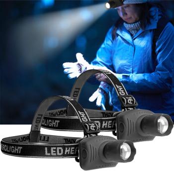 Lot de 2 Lampes Frontales LED Ultra-lumineuses 60 lumens - Bandeau Flexible Réglable - Fonction Zoom, 3 Modes d‘Éclairage - IP44