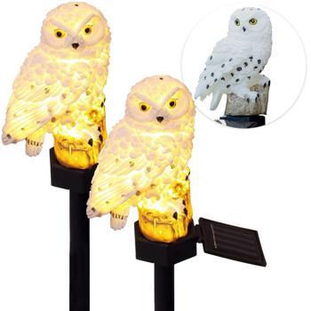 Preview: LED garden light owl with rechargeable battery and solar panel, economy set of 3, weatherproof and weather-resistant, twilight sensor, effective light source for garden and balcony