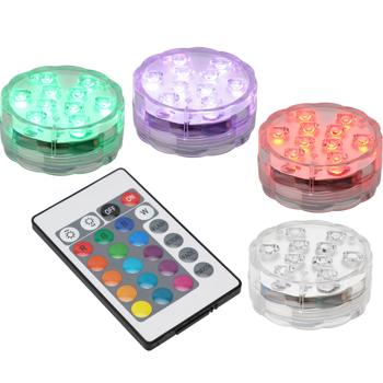 Preview: 4er-Set Multicolor-LED-Unterwasserleuchten: 15 Farben, Fernbedienung, IP68 - für beeindruckende Lichteffekte unter Wasser Preview: 4er-Set Multicolor-LED-Unterwasserleuchten: 15 Farben, Fernbedienung, IP68 - für beeindruckende Lichteffekte unter Wasser