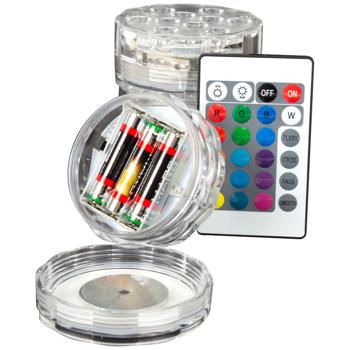 Preview: 4 Lampes LED Submersibles Multicolores - Effets Lumineux Spectaculaires Piscine Jacuzzi Vase Étang - 15 Couleurs, Télécommande, IP68, 4 Modes