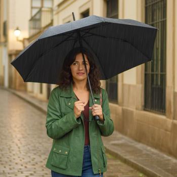 Compact automatic umbrella, black, Ø 95cm - one-handed operation with push button, reliable weather protection 