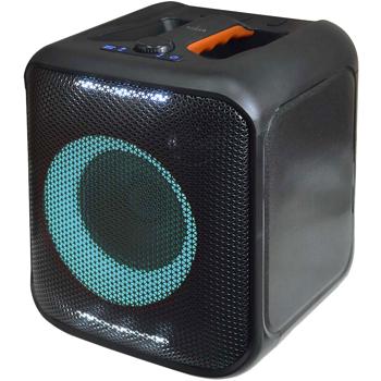 Preview: Cube haut-parleur de fête Bluetooth avec subwoofer, 150W puissant, éclairage, Bluetooth 5.0, connexions : Power, USB-A, Mic 6,35 mm, jack 3,5 mm