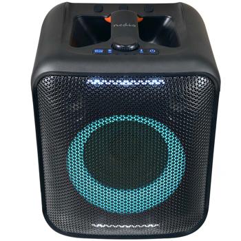 Preview: Cube haut-parleur de fête Bluetooth avec subwoofer, 150W puissant, éclairage, Bluetooth 5.0, connexions : Power, USB-A, Mic 6,35 mm, jack 3,5 mm