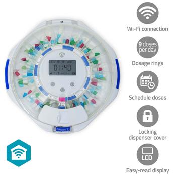 Preview: SmartLife Medikamentendose, WLAN, App Steuerung/Überwachung, 28 Fächer, LCD-Display - Nie mehr Pillen vergessen - Top-Sicherheit + Kontrolle