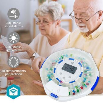 Preview: SmartLife Medikamentendose, WLAN, App Steuerung/Überwachung, 28 Fächer, LCD-Display - Nie mehr Pillen vergessen - Top-Sicherheit + Kontrolle