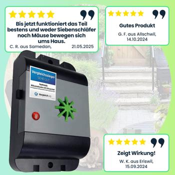 Preview: Effektiver Ultraschall Mäuse- und Rattenvertreiber, IP54 Schutz, Batteriebetrieb bis zu 12 Monate, bis zu 40m², mobil einsetzbar