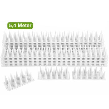 Preview: Pics à pigeons - Protection efficace contre chutes/nids/fientes - Blanc, 12 modules 45cm, 5,4m total, UV résistant, installation facile