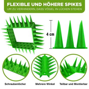 Preview: Taubenspikes 5,4m – effektive Anti-Vogel-Spikes in Grau , je 45 cm – wetterfest, einfach zu montieren – Schutz vor Vögeln auf Balken & Fensterbänken Preview: Taubenspikes 5,4m – effektive Anti-Vogel-Spikes in Grau , je 45 cm – wetterfest, einfach zu montieren – Schutz vor Vögeln auf Balken & Fensterbänken