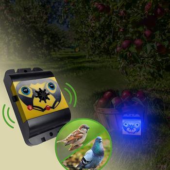 Preview: Repellente mobile a ultrasuoni per uccelli, 40m², deterrente per uccelli, design originale, giallo-nero, batterie incluse, efficace repellente per uccelli