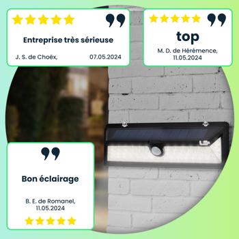 Preview: Applique murale extérieure solaire moderne avec capteur de mouvement PIR – 66 LED , 800 lumens, 13,2 W, IP44 – matériel de montage inclus