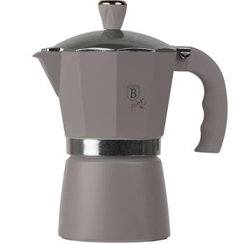 Preview: Espressokocher Taupe 9 Portionen (450ml) - Aluminium Kaffeekocher für Gas- Elektro- Glaskeramikherde - Modernes Design Soft-Touch-Griff