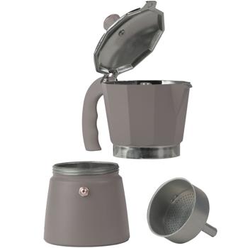 Preview: Espressokocher Taupe 9 Portionen (450ml) - Aluminium Kaffeekocher für Gas- Elektro- Glaskeramikherde - Modernes Design Soft-Touch-Griff