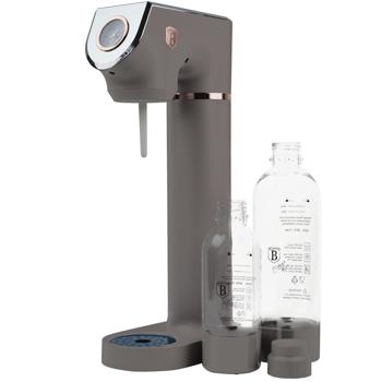Preview: Sparkling water maker in designer look, taupe, with 2 BPA-free bottles & barometer: for sparkling drinks, stylish & practical for every household