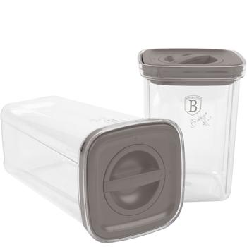 Preview: Boîtes de conservation design 5 pièces - Hermétiques & transparentes avec couvercle taupe - Idéal aliments, artisanat, organisation cuisine