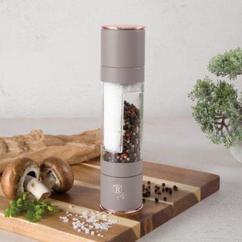 Preview: Moulin à sel et poivre 2 en 1 - Taupe mat- Broyeur céramique pour sel poivre herbes- Design élégant intemporel - Recharge facile