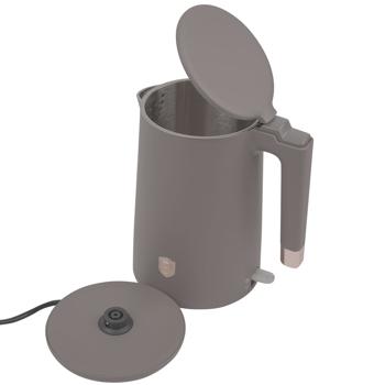 Preview: Bouilloire Design - 1800W, 1.7L, Double Paroi, Acier Inoxydable 18/10 Taupe Mat - Base 360°, Protection Anti-Marche À Sec, Rangement Câble