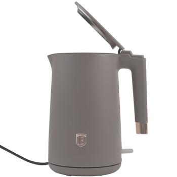Preview: Bouilloire Design - 1800W, 1.7L, Double Paroi, Acier Inoxydable 18/10 Taupe Mat - Base 360°, Protection Anti-Marche À Sec, Rangement Câble