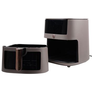 Preview: XXL Hot Air Fryer 8L - Air Fryer with 8 cooking programs, viewing window, keep warm function & touch display, stylish design in taupe