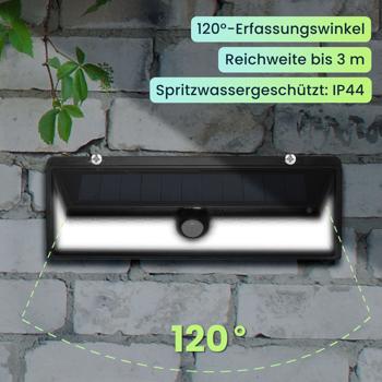 Preview: 2er-Spar Set Moderne Wandleuchte, Solarpanel, PIR Bewegungs-Sensor, 66 helle LEDs, 800 Lumen, 13,2 Watt, IP44, inkl. Montagematerial Preview: 2er-Spar Set Moderne Wandleuchte, Solarpanel, PIR Bewegungs-Sensor, 66 helle LEDs, 800 Lumen, 13,2 Watt, IP44, inkl. Montagematerial