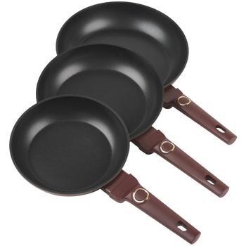 Preview: Frying pan set, 3 pieces, Ø 20/24/28 cm, burgundy