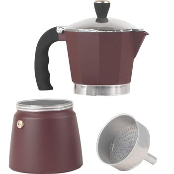 Preview: Espressokocher Bordeaux - für 6 Portionen authentischen italienischen Espresso - Aluminium, Soft-Touch-Griff, für alle Herdarten - 130 Zeichen