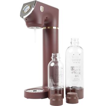 Preview: Wassersprudler im Design-Look, bordeaux, mit 2 BPA-freien Flaschen & Barometer: für sprudelnde Getränke, stilvoll & praktisch für jeden Haushalt