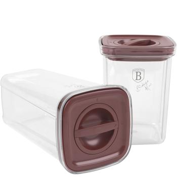 Preview: set de 5 boîtes de conservation design avec un élégant couvercle bordeaux : boîtes de conservation hermétiques pour aliments, rangement stylé