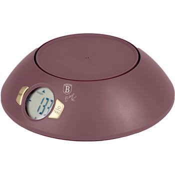 Preview: Moderne Design Küchenwaage mit Schüssel, bordeaux, max 5 kg, gramm-genau, inkl. Batterien - Exklusiv & langlebig