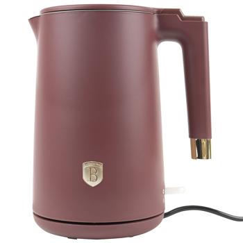 Preview: Bouilloire Design - Rotation 360° Sans Fil - Double Paroi 1,7L - 1800W Protection Anti-Ébullition à Sec - Acier Inoxydable 18/10 Bordeaux