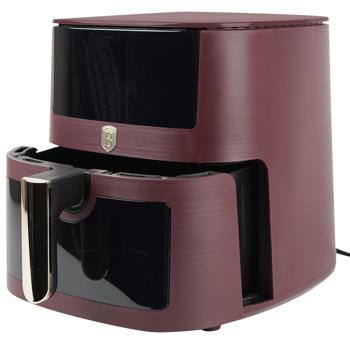 Preview: Modern hot air fryer (8 liters, Bordeaux) - 8 programs, keep warm function, touch display, viewing window - Convenient operation & perfect results