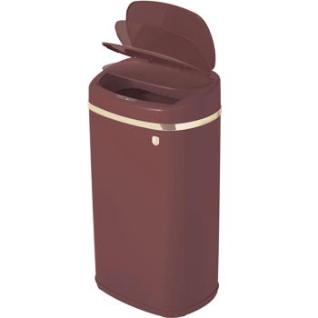 Preview: Poubelle Design Capteur Tactile - 58L Bordeaux Mat Or - Hygiénique, Ouvre/Ferme Auto, Sac 60L - Fer - 67x39.5x28cm