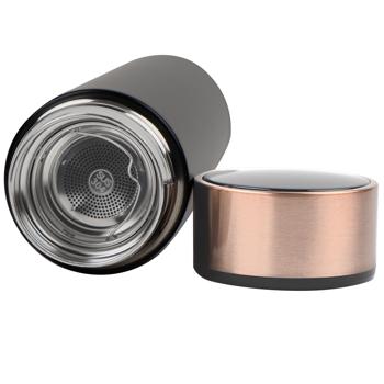 Preview: 2er-Set Stylische Edelstahl Iso Trinkflasche, 450ml mit Temperaturanzeige, Schwarz-roségold: Thermobecher, Isolierbecher - Hochwertige Isolierung