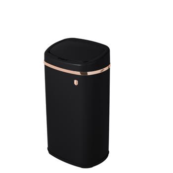 Preview: Poubelle design haut de gamme 58L - Capteur tactile- Noir mat & or rose - Cuisine, salle de bain, bureau - Hygiénique, élégante, moderne