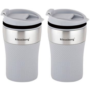 Preview: set of 2 double-walled thermal mugs, 280ml, gray, perfect for coffee, tea & more, keeps drinks hot or cold for hours