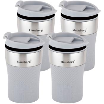 Preview: Set of 4 Double-Walled Travel Mugs, 280 ml, gray