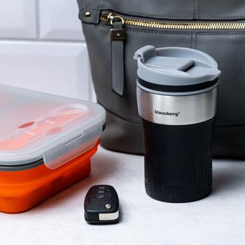 Preview: Doppelwandiger Thermobecher 280ml schwarz - Auslaufsicher, stossfest & exzellent isolierend für Heiss-/Kaltgetränke - Einhändig bedienbar