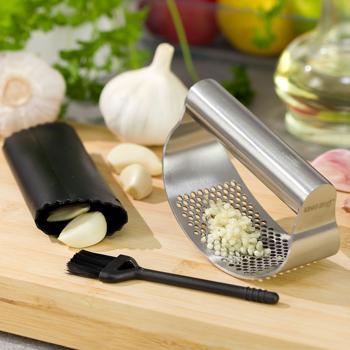 Presse-ail à Bascule Inox - 19cm, Manuel, Facile à Nettoyer, Pour Cuisine Maison, Hacher Ail Et Gingembre