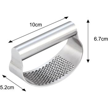 Preview: Manuelle Knoblauchpresse aus Edelstahl, inkl. Knoblauchschäler und Reinigungspinsel