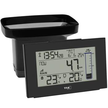 Preview: Pluviomètre digital sans fil - Thermomètre extérieur/intérieur - Écran LCD, horloge, date, réveil - Mesures précises, portée 60m