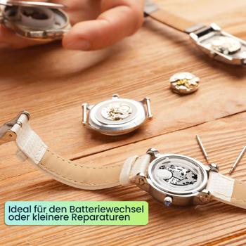 Preview: Profi Uhren Einpresswerkzeug, 17 tlg., Reparatur Werkzeug für Uhren inkl. 12 Druckplatten, ideal für den Batteriewechsel