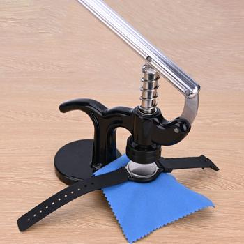 Preview: Presse de boîtier de montre professionnelle - Outil réparation 17 pièces pour changement pile - 12 matrices - Anti-rayures - Pour montres-bracelets