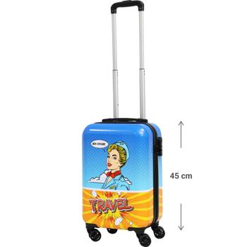 Preview: Robuster Trolley Hartschalenkoffer - Handgepäck, 32,5 x 21 x 51 cm, freches Pop-Art Retro-Design Bon Voyage, Komfort und Stil für jeden Trip Preview: Robuster Trolley Hartschalenkoffer - Handgepäck, 32,5 x 21 x 51 cm, freches Pop-Art Retro-Design Bon Voyage, Komfort und Stil für jeden Trip