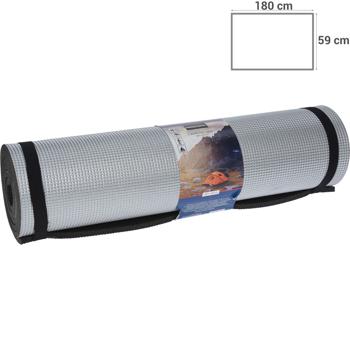 Preview: Matelas de camping léger - Idéal plein air, trekking, randonnée, festivals - Isolant robuste, anti-humidité, froid - 180x60x1 cm - Mousse PE, aluminium, argent