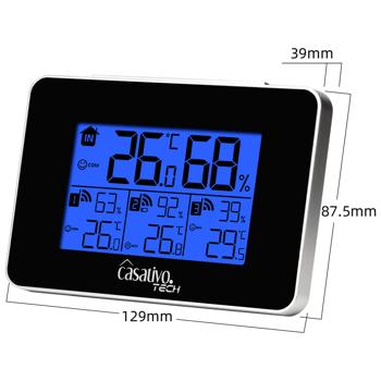 Preview: WLAN weather station with 3 wireless sensors, LCD display - temperature, hygrometer, weather trends & heating/ventilation recommendations for your well-being