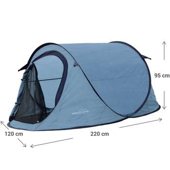 Preview: Tente Dôme Automatique Pop-Up - 1-2 Personnes, Ultra-Légère 1.3kg - Imperméable, Fibre de Verre, Montage Rapide - Bleu - Randonnée
