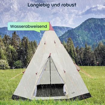 Preview: Robustes 3-Personen Tipi-Zelt, Ø 2,5m, wasserabweisend, weiss-schwarz. Leicht aufzubauen, geräumig, ideal für Camping & Outdoor-Abenteuer Preview: Robustes 3-Personen Tipi-Zelt, Ø 2,5m, wasserabweisend, weiss-schwarz. Leicht aufzubauen, geräumig, ideal für Camping & Outdoor-Abenteuer