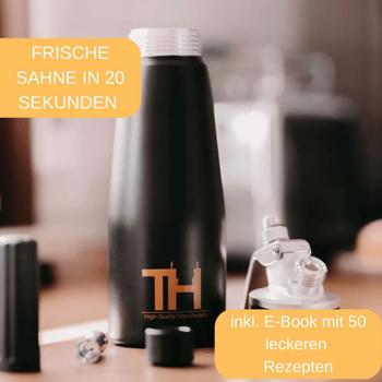 Preview: 500ml Sahnespender Set: edles schwarz, 3 Aufsätze & Bürste - Professionelle Schlagsahne, einfache Zubereitung für Desserts & Kaffee